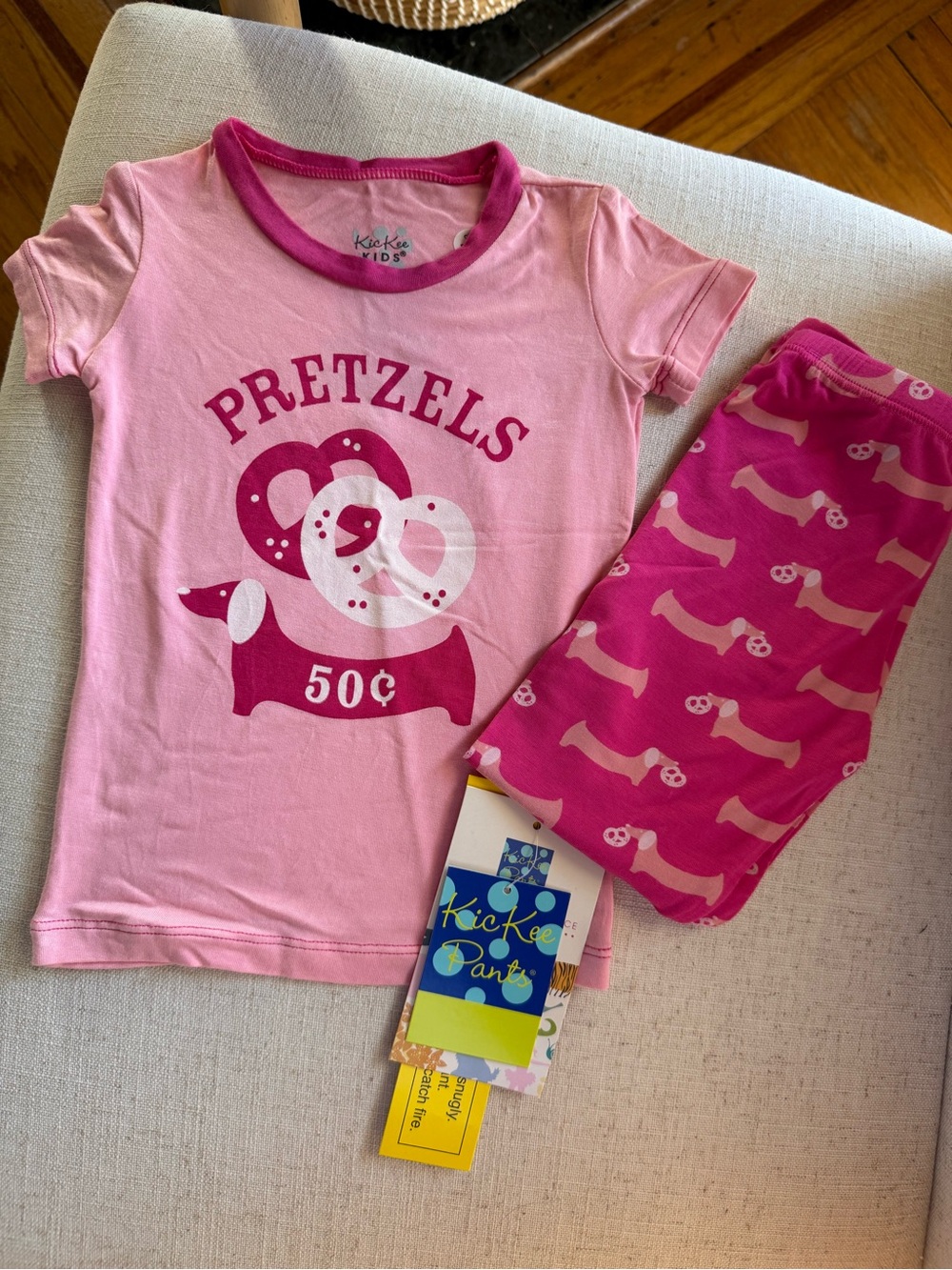 Kickee Pants Pink Pretzels Short Sleeve Pajama Set